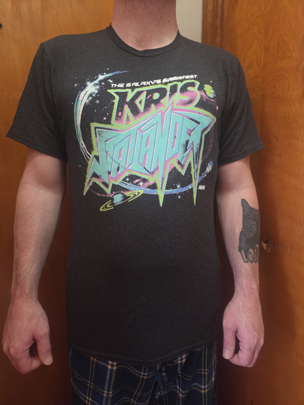 AEW Kris Statlander Graphic Men's T-Shirt - Charcoal with Galaxy Print